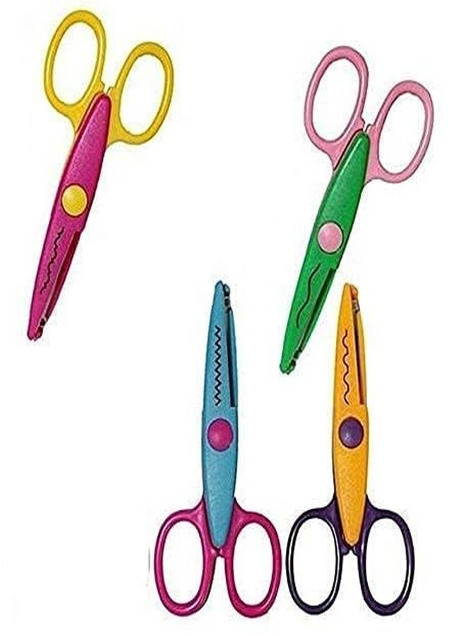 Freedy Designer Shape Cutter Scissor Pack of 4 Different Design, Zig Zag Scissor for DIY Craft Work, Project Work, Border Making and Scrapbooking, Multicolor, Designer Shape Scissor Pack of 4(A) - Image 1